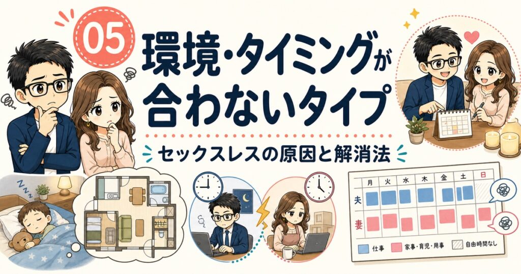 05【環境・タイミングが合わないタイプ】セックスレスの原因と解消法