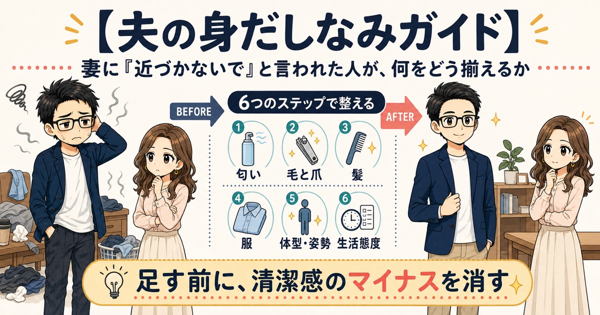 【夫の身だしなみガイド】妻に「近づかないで」と言われた人が、何をどう揃えるか