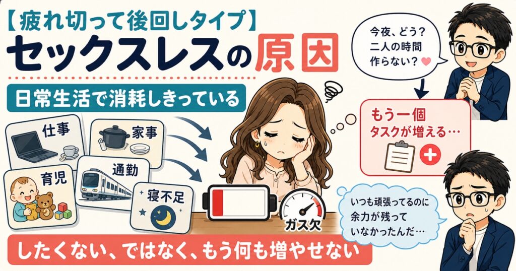 【疲れ切って後回しタイプ】セックスレスの原因