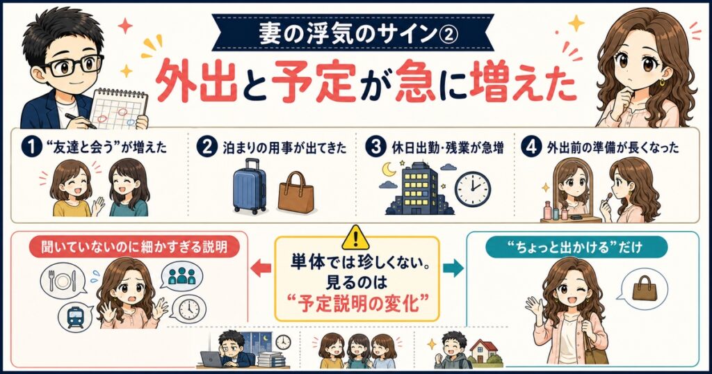 サイン②：外出と予定が急に増えた