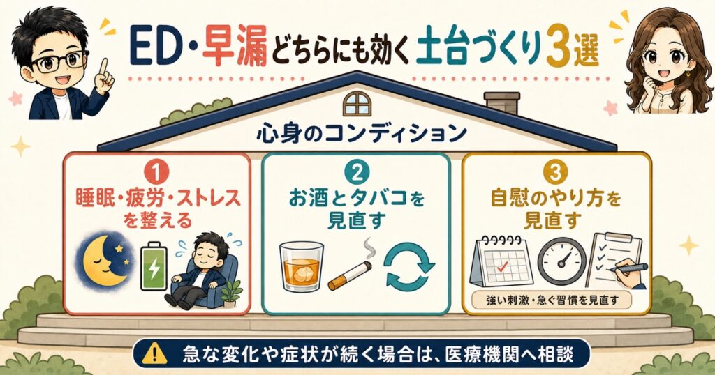 ED・早漏どちらにも効く土台づくり3選