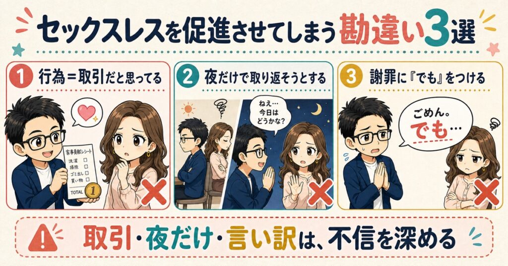 セックスレスを促進させてしまう勘違い3選