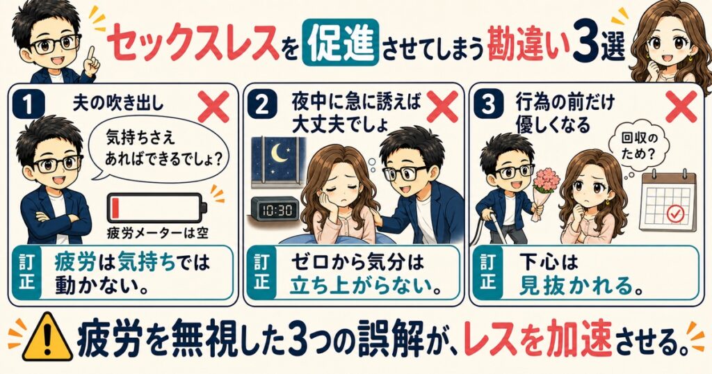 セックスレスを促進させてしまう勘違い3選