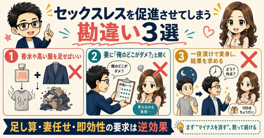 セックスレスを促進させてしまう勘違い3選