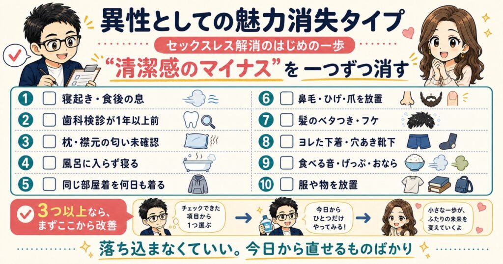 【異性としての魅力消失タイプ】セックスレス解消のはじめの一歩