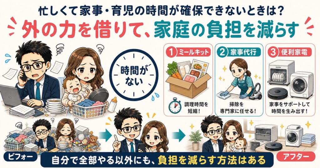 そうはいっても、自分が忙しくて家事・育児の時間が確保できない