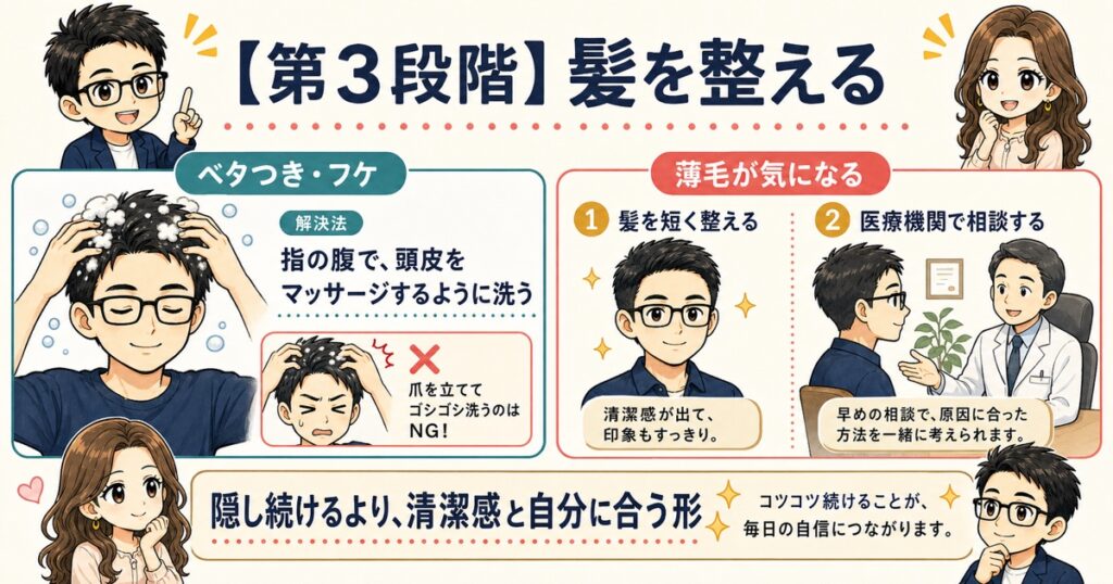 【第3段階】髪を整える