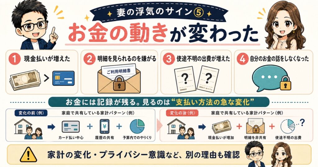 妻の浮気サイン⑤：お金の動きが変わった