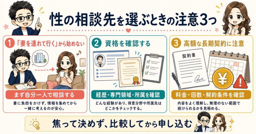 性の相談先を選ぶときの注意3つ